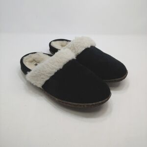 Sorel Women's Nakiska Slide II Slip On Slipper Black Sudee Faux Sherpa‎ NL3655 6